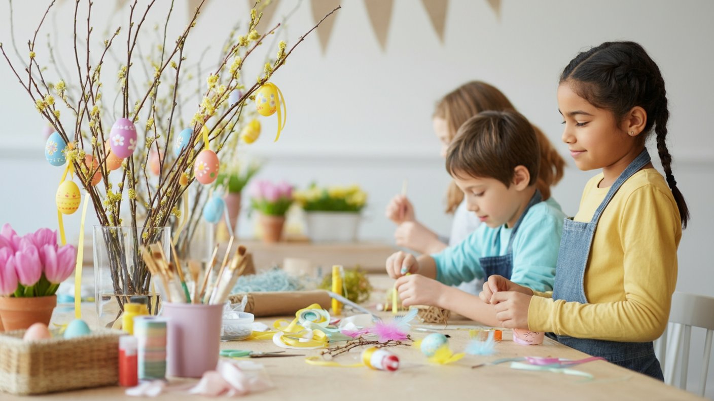 Atelier enfant confection d'un arbre de Pâques