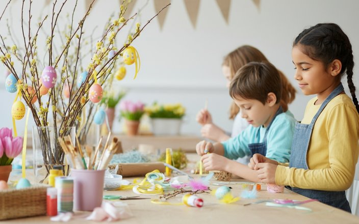 Atelier enfant confection d'un arbre de Pâques