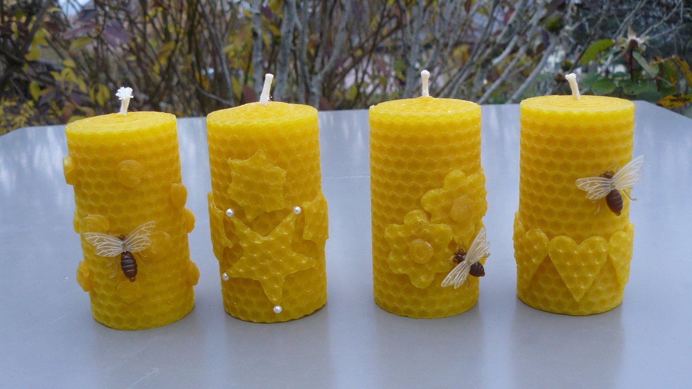 Bougies roulées en cire d'abeille