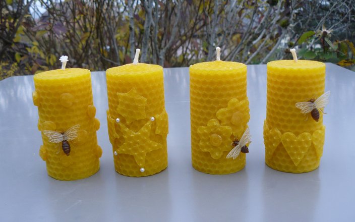 Bougies roulées en cire d'abeille