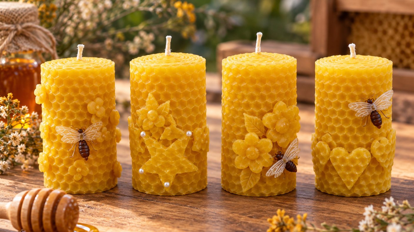 Bougies roulées en cire d'abeille