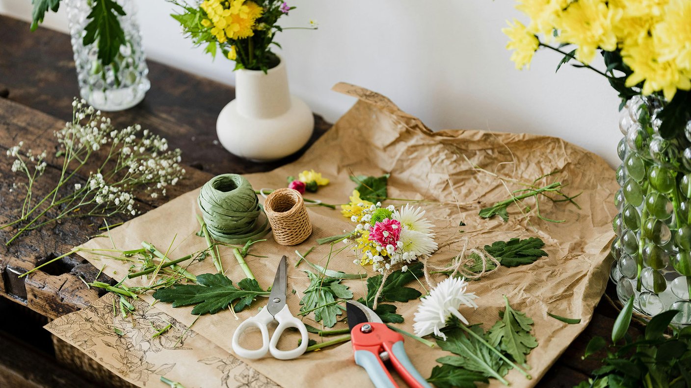 Atelier enfant création d'un arrangement fleuri