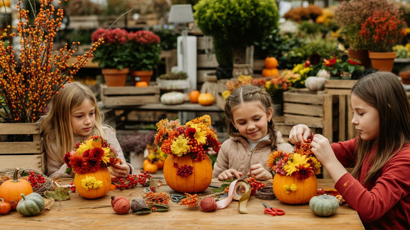Atelier enfant de décoration de courges