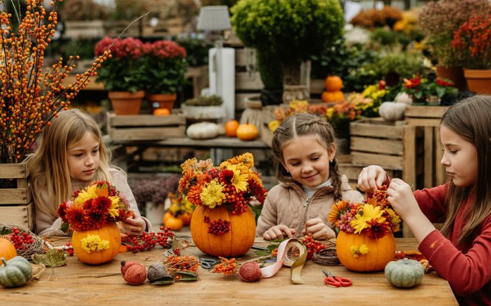 Atelier enfant de décoration de courges