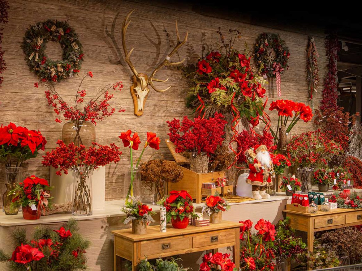 Fleurs articifielles rouges de décoration pour Noël