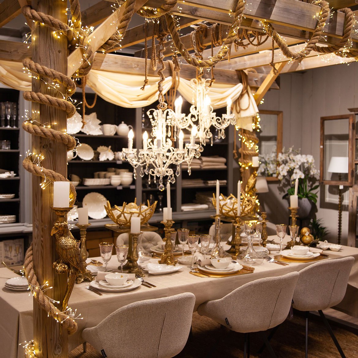 Boutique en ligne - Shop the look - Table de Noël dorée