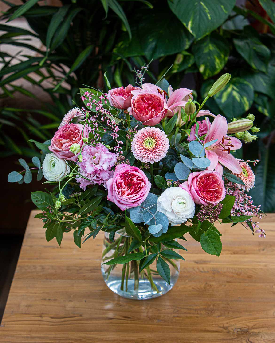 Bouquet rond camaïeu de roses