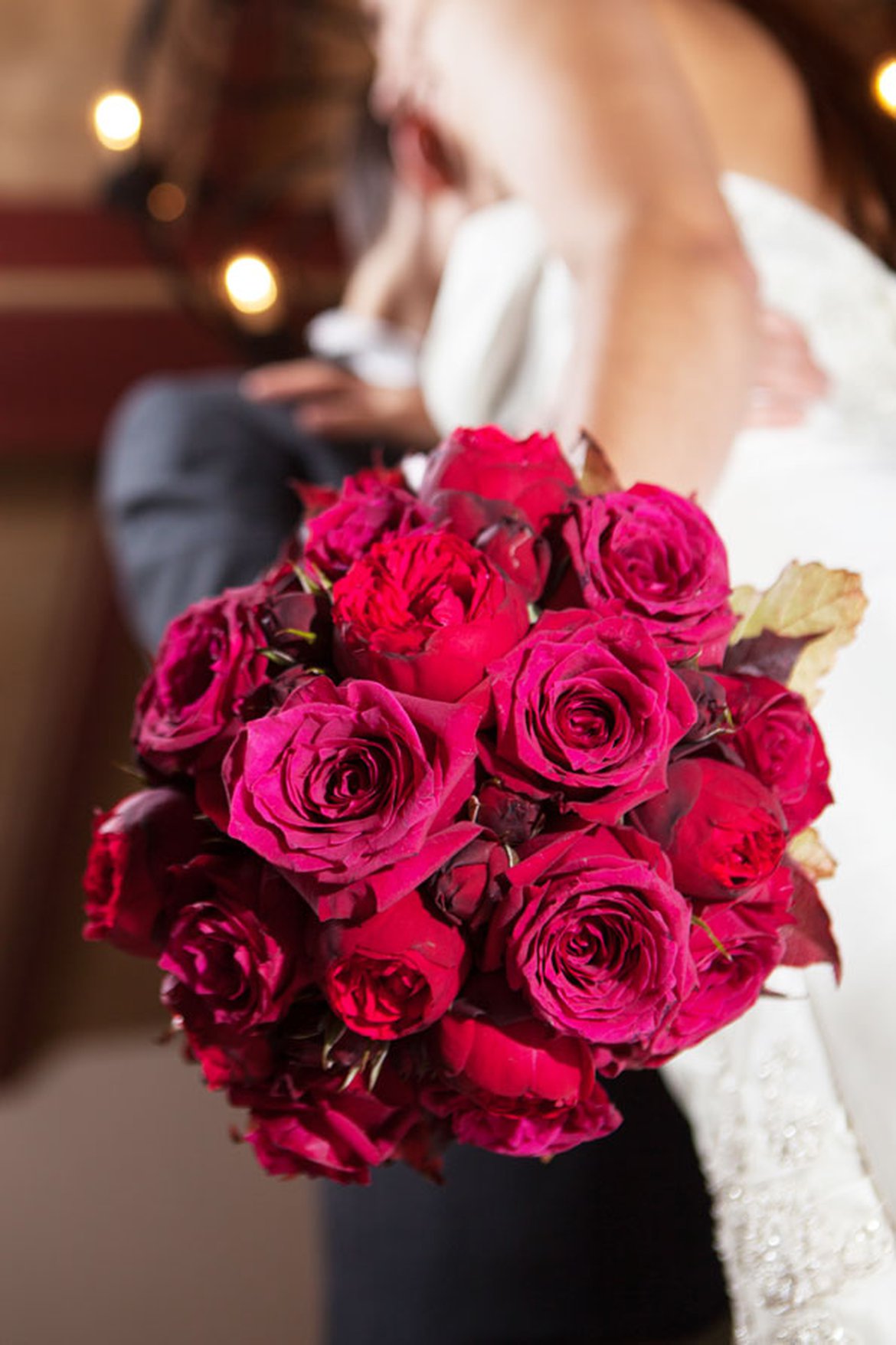 Bouquet de mariée roses rouge