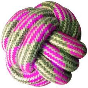  Jouet chien ball corde rose pastel  7.5cm