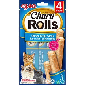  Churu® Rolls Poulet enrobé de Thon et Pétoncles 4 Sticks à 10g  