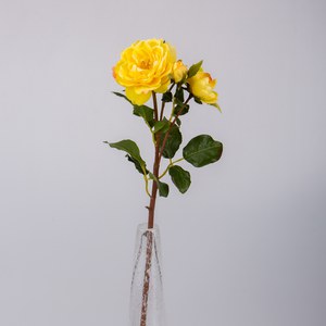   Rose ouverte avec bouton Jaune vanille 48cm