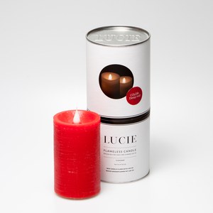 Lucie Lucie Bougie LED 3D Lucie rustique rouge Rouge bordeaux 7.6x13.3cm