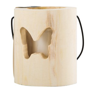   Lanterne en bois Cœur-Papillon avec bougie  13x15cm