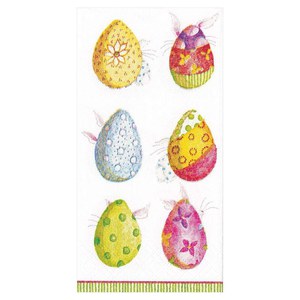 Caspari  Mouchoirs Eggs and bunnies  21x21cm