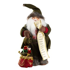 Schilliger Design  Père Noël Vert avec liste de cadeaux  30cm