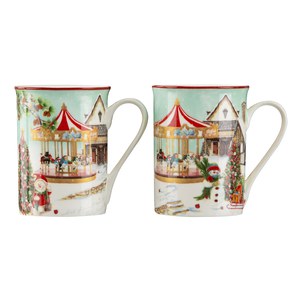 Schilliger Design  Coffret 2 mugs Christmas céladon  350ml
