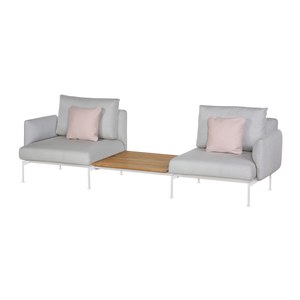 Barlow Tyrie Layout Set Layout deux fauteuils  table basse avec accoudoir bas Blanc 261x90x72cm