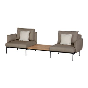 Barlow Tyrie Layout Set Layout deux fauteuils  table basse avec accoudoir bas Noir 261x90x72cm