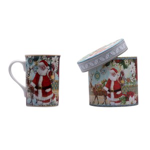 Schilliger Sélection  Mug Père Noël & cerf dans boîte cadeau  12.3x11.2cm