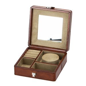 Schilliger Design Céleste Boite à bijoux Céleste tressée 4 compartiments carrée Brun caramel 15x15x6cm