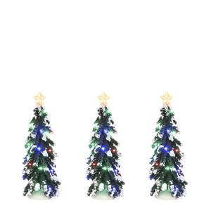 Luville  Sapins avec guirlandes multicolors 3pcs  8.5x20cm