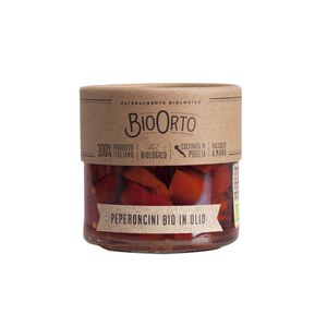 BioOrto BIO-ORTO Piments coupés Bio à l’huile d’olives extra-vierge  175g