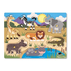 Melissa & Doug  Puzzle Bois Bouton Animaux Safari  