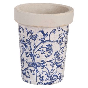 Esschert Design Esschert Design Pot de fleur en CP bleu/blanc  12.5x12.5x15.8cm