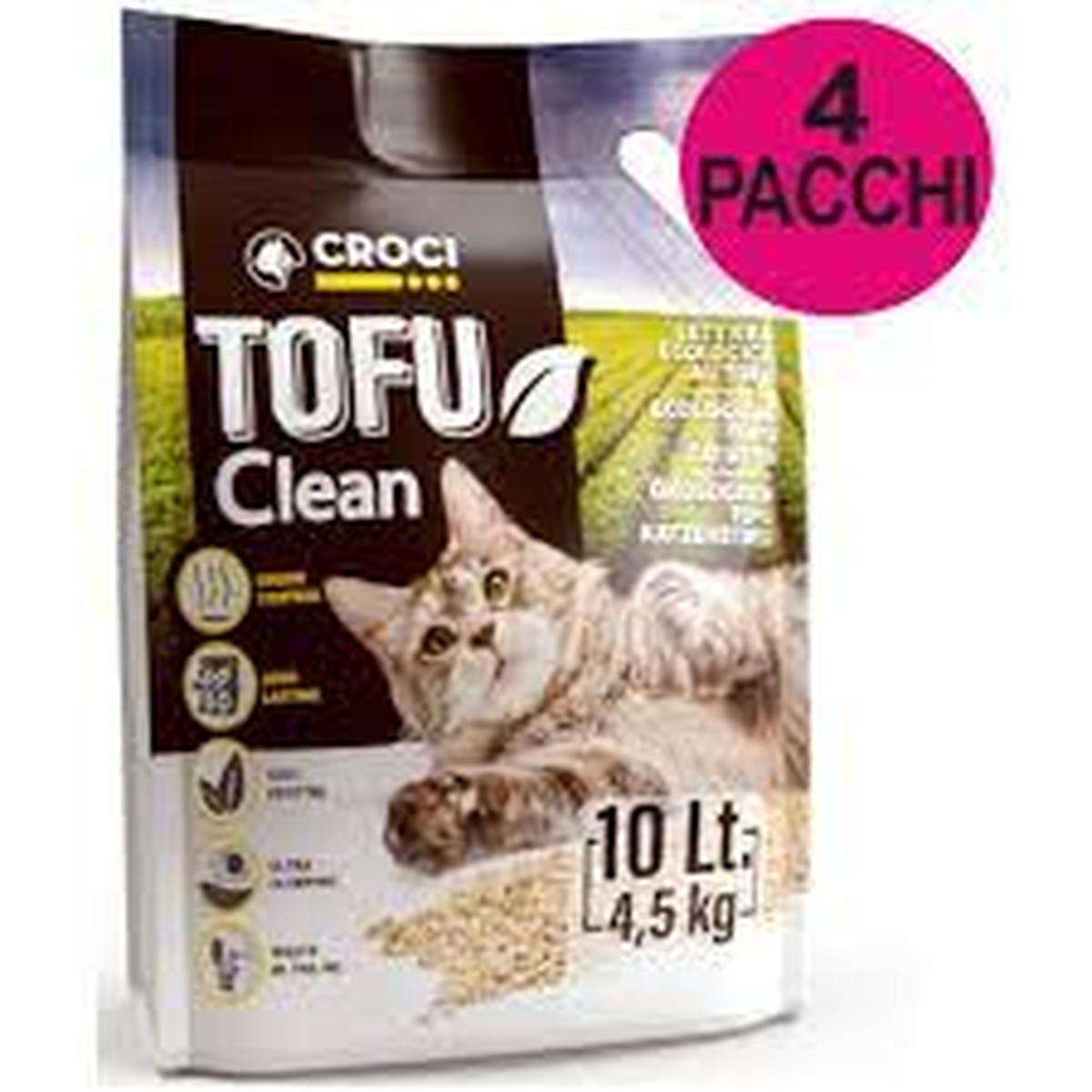 Croci  Litière chat TOFU CLEAN 10lt 4,5KG  10 litres