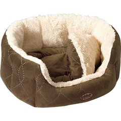   Lit comfort/peluche longue CENO. brun 55x50x21 cm Beige 55x50x21 cm