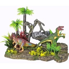   Décor Dinosaures avec plantes.  26 x 14.5 cm H 17 cm