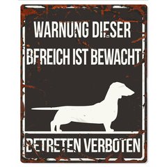   Warntafel SQUARE DACHSHUND schwarz 20x25 cm  20x25 cm