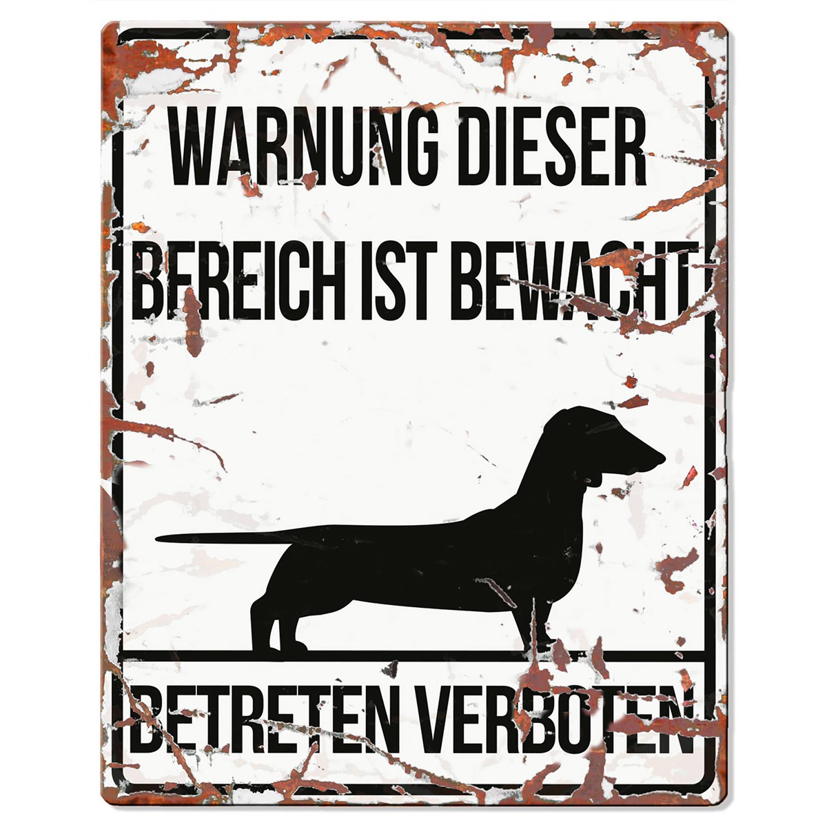   Warntafel SQUARE DACHSHUND weiss 20x25cm  20x25cm