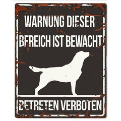   Warntafel RETRIEVER schwarz 20x25 cm  20x25 cm