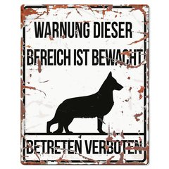   Warntafel GERMAN SHEPHERD weiss 20x25 cm  20x25 cm