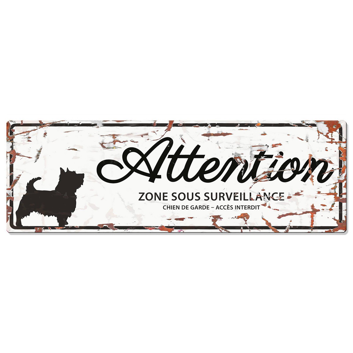   Plaque de garde TERRIER blanc 40x13.5 cm  40x13.5 cm