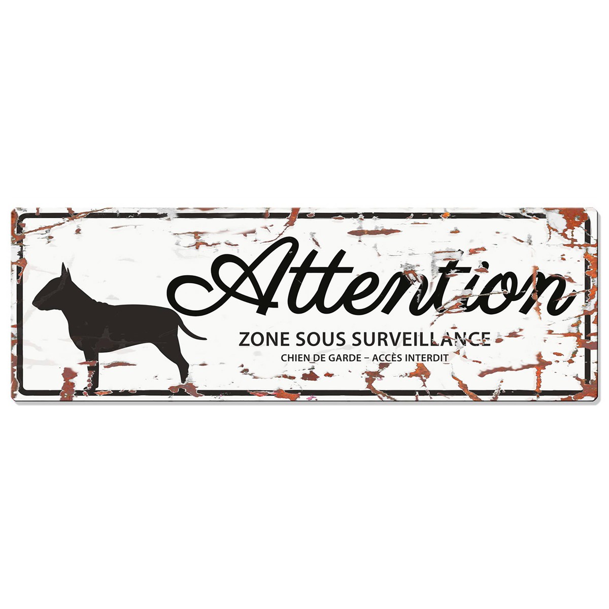   Plaque de garde BULL TERRIER blanc 40x13.5cm  40x13.5cm