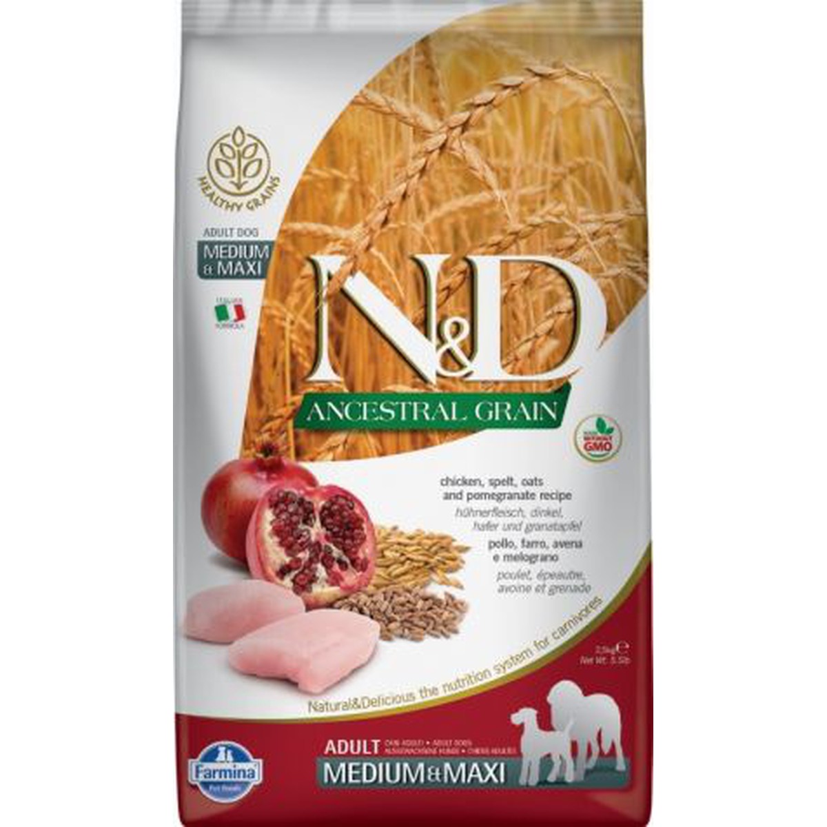   ND Ancestral Grain Can Adult Med/Max Poulet 12kg  12kg