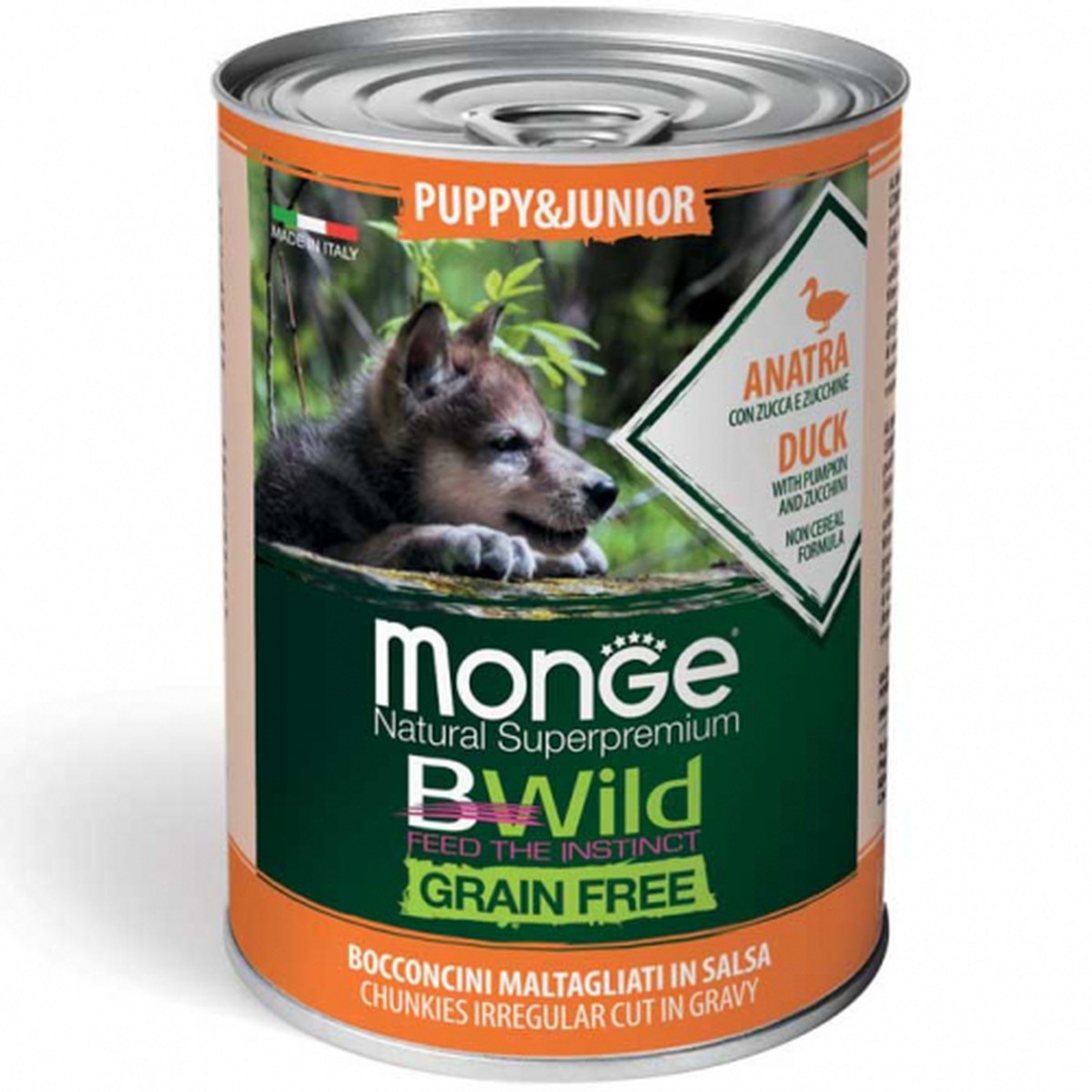Monge  Monge Dog BWild Wet Puppy&Jun. Duck 400g  