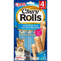   Churu® Rolls Poulet enrobé de Thon et Pétoncles 4 Sticks à 10g  