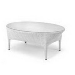 Dedon Tango Table de salon Tango avec plateau verre Blanc ivoire 112x81x44cm