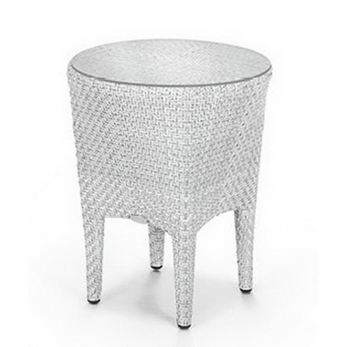 Dedon Tango Table d'appoint Tango avec plateau verre Blanc ivoire 46/54cm