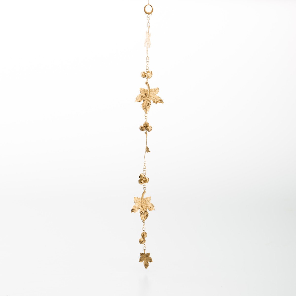   Guirlande de grelots av/feuilles Jaune or 75cm