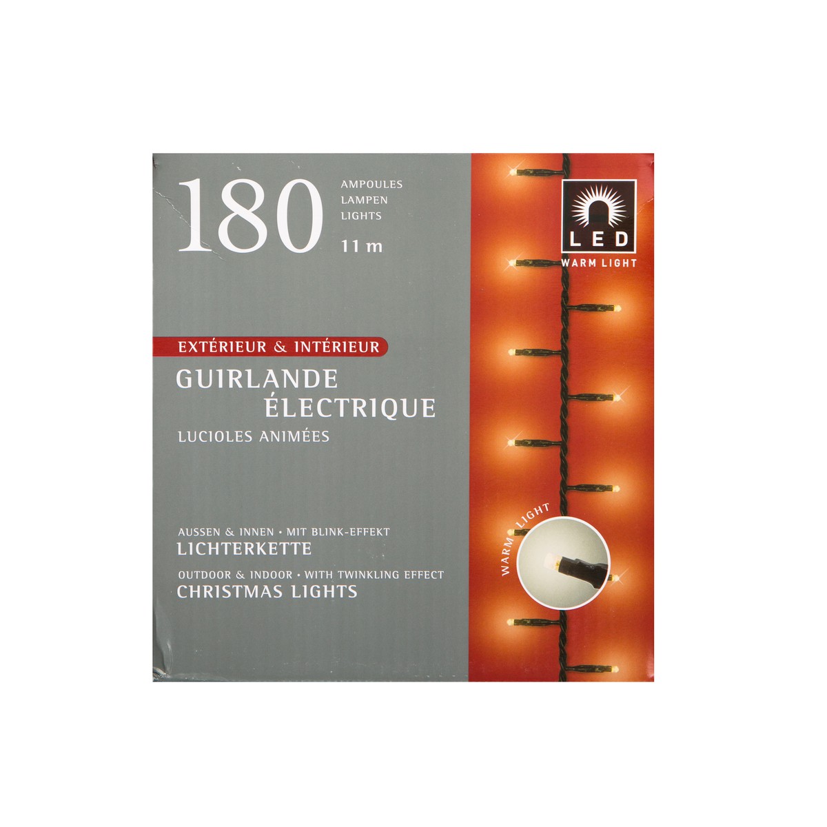  Guirlande Int./Ext. LED Chaude 180L. Lucioles  6m (+5m de cable d alimentation)