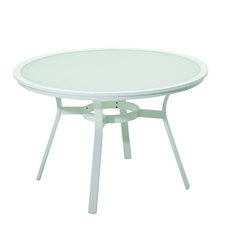 Gloster Roma Table ronde Roma 2733 plateau verre blanc Blanc 120cm