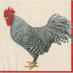 Caspari  Serviettes de table Le Coq Blanc ivoire 33x33cm