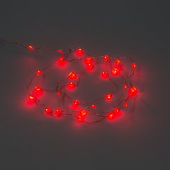   Guirlande Int. LED mini Coeurs à piles 30L Rouge cerise 200cm