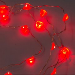   Guirlande Int. LED mini Coeurs à piles 30L Rouge cerise 200cm