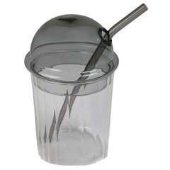   Verre avec couvercle et paille gris Gris 10x10x20cm