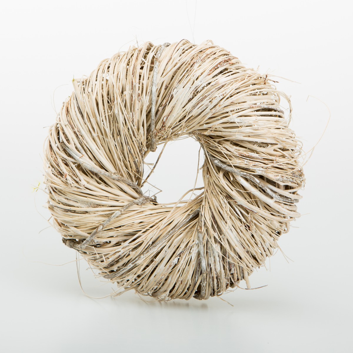   Fond de Couronne en paille Blanc chenu 22cm